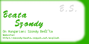 beata szondy business card